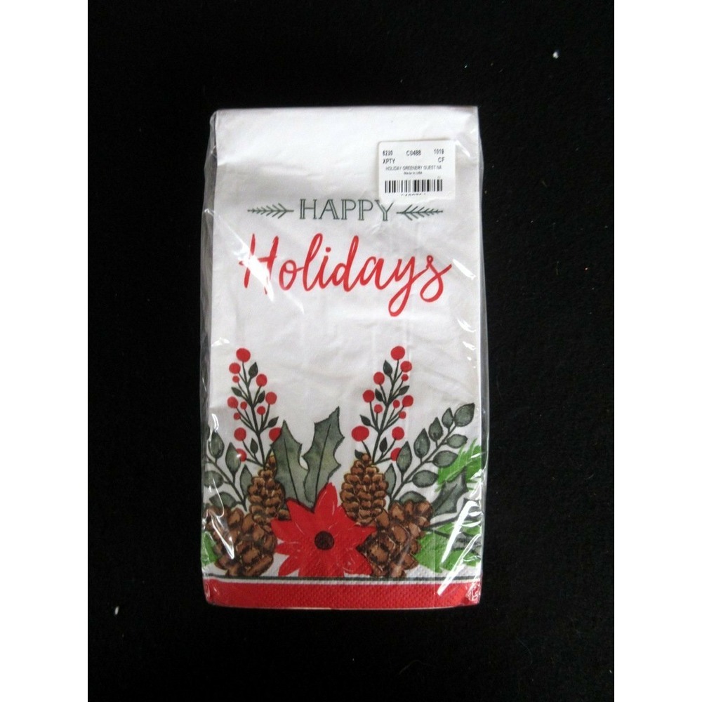 Holiday Greenery 8760 Christmas Dinner Napkins 36 Ct White Holly/Berries